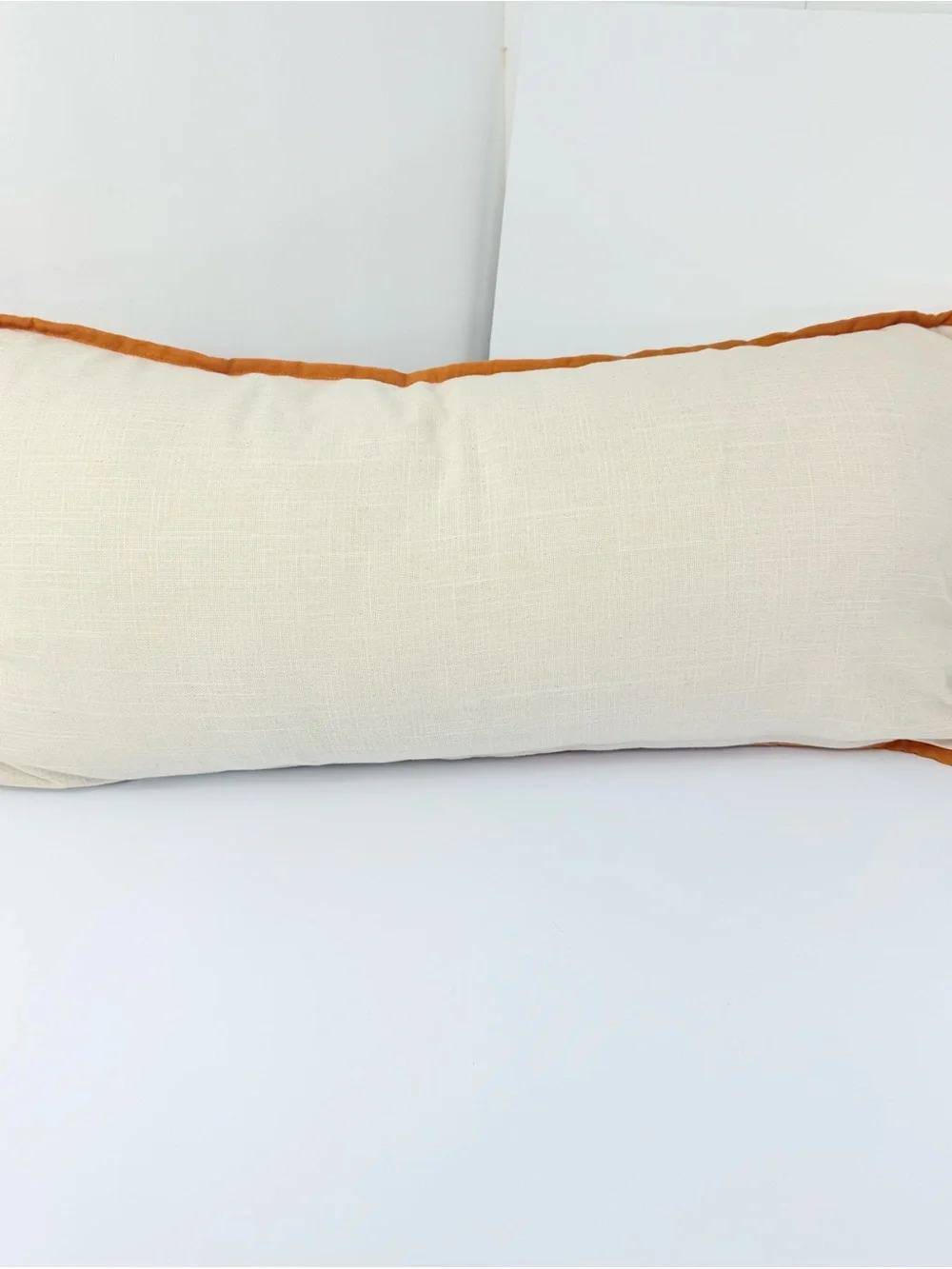 Artelier Nicole Miller Orange Cream Pumpkin Print Soft Woven Long Accent Pillow